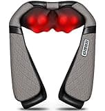 Blue Elf Shiatsu Electric Neck Back Massager Pillow 3D Kneading with Heat for Shoulder, Lower Back, Foot, Leg Muscles Pain Relief Relax in Car Office and Home (Gray)