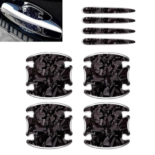 Yidcidu 8PCS Car Door Handle Protectors, Anti-Scratch & Impact-Resistant Car Door Handle Protective Stickers, Waterproof 3D Carbon Fiber Style Decorations, Universal for Most Cars (Black)