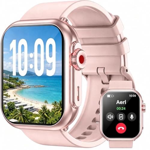 Smart Watch with 1000mAh Battery, Bluetooth 5.3 Calls, 1.85" HD Fitness Tracker with 110+ Sport Modes, IP68 Waterproof, 24/7 Heart Rate/Sleep Monitor, Compatible with Android and iOS (Pink)
