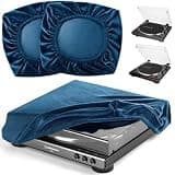 2PCS Turntable Dust Cover – Blue Stretch Velvet Record Player Protector for Audio-Technica AT-LP60X & AT-LP60XBT, Soft, Scratch-Resistant, Elastic Fit for Most Standard Turntables (7.3 x 6.3 x 2.6 in)