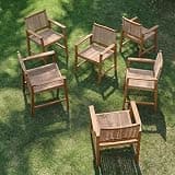 NTC Luno 6 Pieces Solid Wood Lounge Armchairs with Handwoven Rope Seat & Back, Indoor & Outdoor Wooden Chairs for Patio Dining Sets, Modern Patio Lounge Chairs, Easy Assembly, Natural