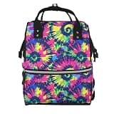 Fuzquwu Bold Tie Dye (1) Print Diaper Bag Backpack,Travel Daypack For Mom Dad,Diaper Tote Backpack