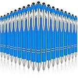 Zonon 38 Pieces Rubberized Ballpoint Pen with Stylus Tip Stylish Metal Pen Capacitive Stylus with Soft Rubberized Grip, Black Ink for Most Devices(Blue)