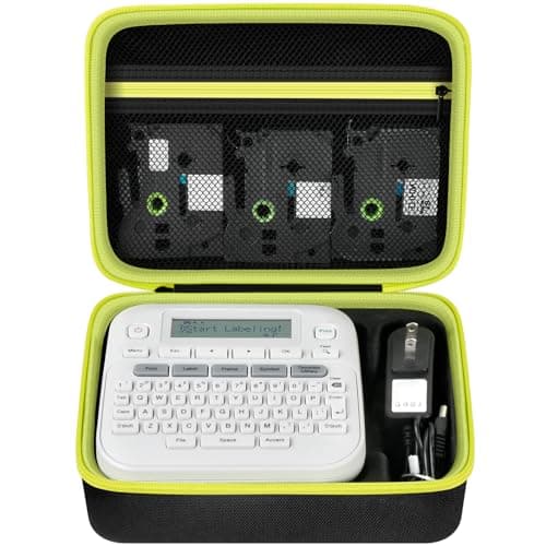 GWCASE Case Compatible with Brother P-Touch PTD220 D210 Home/Office Everyday Label Maker, Storage Holder Carrying Organizer for Label Tapes, AC Adapter, Charging Cables (Box Only) - Black
