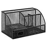 Amazon Basics Mesh Pen Holder and Desktop Desk Organizer, Office Caddy Storage for Writing Utensils, 9.1 x 5.9 x 5.5 inches, Black