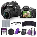 Nikon D3400 DSLR Camera with AF-P DX NIKKOR 18-55mm f/3.5-5.6G VR Lens 24.2MP DX Sensor Full HD 1080p Bundle with Cleaning Kit + 64GB Memory Card + More