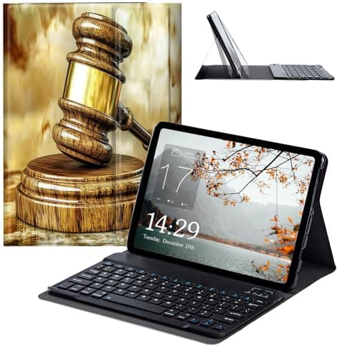 JANENFNA Galaxy Tab A7 Lite 8.7" 2021 Case with Keyboard, Slim Detachable Wireless Bluetooth Keyboard Case for Samsung Galaxy Tab A7 Lite Tablet SM-T220/T225/T227 -Wooden Gavel
