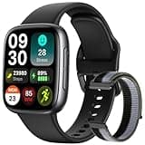 Smart Watch for Women, 1.85" AMOLED Ultra-Clear Screen Smartwatch Compatible iPhone/Samsung/Android, 100+ Sport Modes Fitness Tracker with Heart Rate/SpO2/Sleep Monitor (Black / 2 Bands)