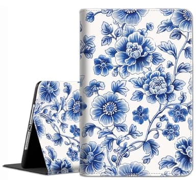 Case for iPad A16 11th Gen 11 Inch (2025), 10th Gen 10.9 Inch (2022) Model A3354, A3355, A3356, A2696, A2757, A2777, Cyan Flower