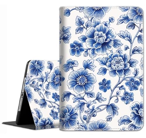 Case for iPad A16 11th Gen 11 Inch (2025), 10th Gen 10.9 Inch (2022) Model A3354, A3355, A3356, A2696, A2757, A2777, Cyan Flower