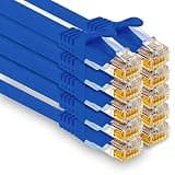 1aTTack.de - 10 x 1.5m Cat7 network cable, Cat.7 Ethernet, Lan & Cat 7 patch cable for maximum internet speed & connects all devices with RJ 45 plug blue