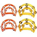 4 Pack Double Row Tambourine, Dual Layer Jingles, Comfortable Grip, Orff Instrument, Musical Percussion, Early Education Teaching Aids, Stage Performance, KTV Atmosphere