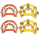 4 Pack Double Row Tambourine, Dual Layer Jingles, Comfortable Grip, Orff Instrument, Musical Percussion, Early Education Teaching Aids, Stage Performance, KTV Atmosphere