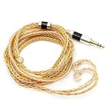 Linsoul Tripowin Zonie IEM Cable, 16 Core Silver Plated Earphone Upgraded Cords, 1.25m SPC in Ear Monitor Cable for ZS10 PRO 2 AS10 PRO ZSN PRO X Wan’er SIMGOT EM6L(Recessed 2pin, 3.5mm)(Gold)