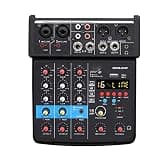 TEOYETTSF 4 Channel Audio Mixer Sound Interface 16 DSP Mixing Console for Home Recording, Streaming