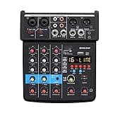 TEOYETTSF 4 Channel Audio Mixer Sound Interface 16 DSP Mixing Console for Home Recording, Streaming