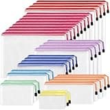 EOOUT 30pcs Mesh Zipper Pouch Bags, 8 Sizes Plastic Zipper Bags, 8 Colors Waterproof Zipper Pouches for Organization, Multipurpose for Travel, School Supplies, Office Appliances and Home Organization