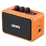 LEKATO Mini Guitar Amplifier AG-04, Dual Speakers 5W, Rechargeable Electric Guitar Amp Bluetooth with Clean Overdrive, 6H Working, Headphone Jack, Wireless Portable Amp for Practice Traveling(Orange)