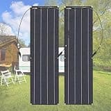 Flexible Solar Panel 400W Kit with Monocrystalline Cells and 40A Charge Controller, Includes Extension and Alligator Clip Cables for Automotive RV Camping Hiking