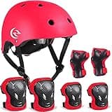 Kids Bike Helmet Skateboard Knee Pads - Kids Helmet Elbow Pads Wrist Guards Adjustable for 5~15yrs Girl Boy Kids Protective Gear Set for Sport Cycling Bike Roller Skating Scooter