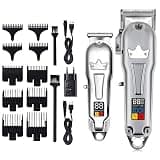 Barber Scissors Hair Clippers for Men, Full Metal Professional Clipper Combo Kit Electric Trimmer Beard Cutting Machine Haircut Rechargeable