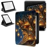 RWUTYTIUL Magnetic Detachable Case for 7" Kindle Paperwhite 12th Generation 2024 & Kindle Colorsoft 2024/2025, 360 Degree Rotating Protective Stand Cover with Removable Shell, Lantern Village