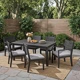 Hassyee Outdoor Acacia Wood 7 Piece Expandable Dining Set with Dining Bench and Dining Chairs for Poolside, Lawn, Garden, Patio Furniture Set with Removable Cushions for Deck, Balcony
