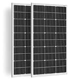 DOKIO 100W 18V Solar Panel 2-Pack for 12V Battery Charging, Monocrystalline Glass Modules with Aluminum Frame, MC4, Pre-Drilled Holes, Series/Parallel for RV, Boat, Roof, Off-Grid Systems
