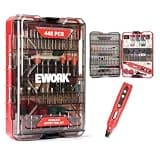 EWORK 448PCS Cordless Rotary Tool Kit, 4V 5-Speed Power Rotary Tool Accessories Kit for Drilling, Engraving, Sanding, Polishing, Cutting, Carving, Grinding and Cleaning