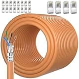 Cat 7 Outdoor Ethernet Cable 328ft/100M (20 RJ45), Cat7 SFTP Triple Shielded Ethernet Cable Bulk, Heavy Duty, 10Gbps 600MHz, UV Resistant, Waterproof & Direct Burial - Outdoor LAN Cable for Networking