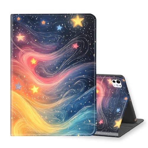 VOGDMKJG Stand Case for iPad Pro 11 Inch Case (M4) 2024 5th Generation- Auto Sleep/Wake Multi-Angle View Protective Tablet Cover for Girl Boy Business Travel Colorful Starry Sky