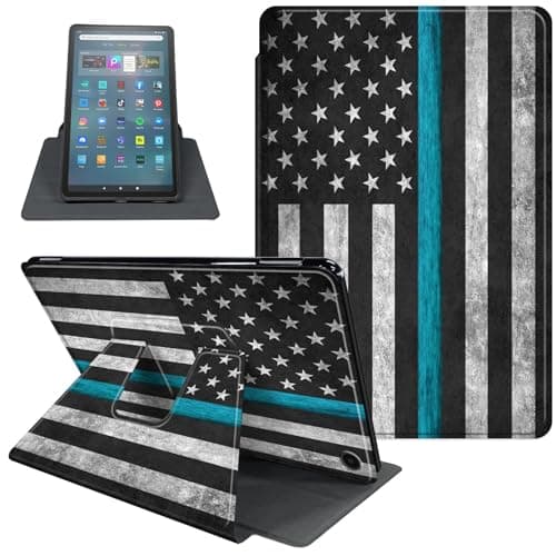 Case for Amazon Fire Max 11 (13th Generation, 2023 Release), 360 Degree Rotating Folio PU Leather Stand Cover for Fire Max 11, Auto Sleep/Wake, American Flag 02