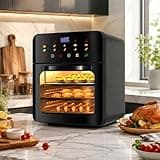 Digital Air Fryer Oven, Large Capacity Family Size Air Fryer with 8 Cooking Functions, 360° Hot Air Circulation, Adjustable Temperature, Easy-Clean Metal Interior