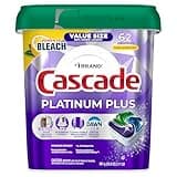 Cascade Platinum Plus Dishwasher Pods, Dish Detergent Soap, Clean Lemon Scent, 62 Count