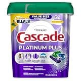 Cascade Platinum Plus Dishwasher Pods, Dish Detergent Soap, Clean Lemon Scent, 62 Count