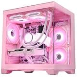 HELLOLAND Pink RGB Prebuilt Gaming Desktop PC, AMD Ryzen 7 5700X 3.4GHz, GeForce RTX 5060 8GB, 32GB DDR4 RAM, 1TB PCIe SSD, 240mm AIO Liquid Cooler, WiFi Bluetooth, Windows 11 Gaming Tower Computer
