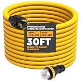 Tellegloww 30FT NEMA L14-30P to SS2-50R RV Marine Power Generator Adapter Cord, 30A 4 Prong Locking Generator L14-30P Male to 50A Marine Shore Power SS2-50R Female with Locking Ring 125V/250V