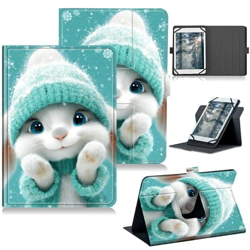 RWUTYTIUL Universal Tablet Case for Xiaomi Pad 7/7 Pro 11.2 Inch, 360 Degree Rotating Kickstand Protective Stand PU Leather Shell Cover for 10.5"-11.5", Green Clothes Rabbit