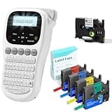 EazeID Label Maker with 5PK Color Tapes, Handheld Label Maker Waterproof-Labels, Backlit Screen Multiple Fonts & Symbols, Portable Keyboard Labeler for Home Office School Use, H1100