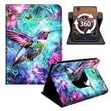 Case for Amazon Kindle Fire HD 8/8 Plus Tablet (12th Generation/10th Gen,2024/2022/2020 Release) 8", Slim Hybrid 360 Degree Rotating Stand Cover W/Auto Wake/Sleep-Brilliant Hummingbird