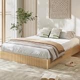 Garvee King Bed Frame, Wood Platform Bed with Fluted Design, Low Profile BedFrame, Minimalist Bed Base with Noise-Free, Easy Assembly, No Box Spring Needed, Natural