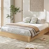 Garvee King Bed Frame, Wood Platform Bed with Fluted Design, Low Profile BedFrame, Minimalist Bed Base with Noise-Free, Easy Assembly, No Box Spring Needed, Natural