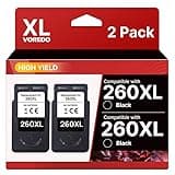 VOREDO 260XL Black Ink Cartridge (2 Pack) Replacement for TS6420a Ink Cartridges for 260 Black Ink PG-260XL Use for TS6400 TS6420a TS6420 TS5300 TS5320 TR7020a TR7020 TR7022 TR7022a