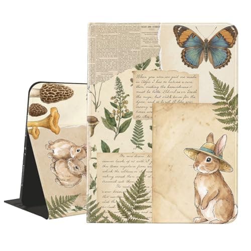 AdorableWhimsy Vintage Collage Animal Case for iPad Air 13" M4/M3/M2/iPad Pro(2018-2022) 12.9" with Pencil Holder Multi-Angle Viewing Stand Leather Folio Cover Aesthetic Protective Case
