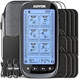 AUVON 3-in-1 TENS Unit Muscle Stimulator for Pain Relief Therapy, 30 Intensities EMS Massager Machine for Gradual Back, Shoulder, Sciatica, 24 Modes Pulse Massager with EVA Travel Case, 12 Pads