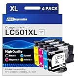 PrintImpression LC501XL Ink Cartridges Compatible for Brother LC501XL LC501 Ink Cartridges LC501 XL High Yield use for Brother MFC-J1360DW MFC-J1410DW MFC-J1260W (Black Cyan Magenta Yellow, 4 Pack)