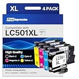 PrintImpression LC501XL Ink Cartridges Compatible for Brother LC501XL LC501 Ink Cartridges LC501 XL High Yield use for Brother MFC-J1360DW MFC-J1410DW MFC-J1260W (Black Cyan Magenta Yellow, 4 Pack)