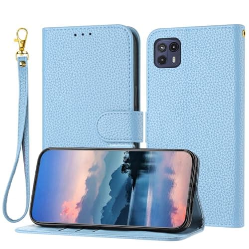 GaliJialiH Wallet Case for Motorola Moto G50 5G for Women and Men,Flip Leather Cover with Card Holder, Shockproof TPU Inner Shell Phone Cover & Kickstand (Light Blue)