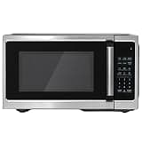 Smad Countertop Microwave Oven 0.9 Cu.Ft with Removable Turntable and Child Lock, Small 900W Mini Microwave Compact with 6 Auto Menus, Memory Function for Apartments, Dorm, Kitchen, Stainless Steel