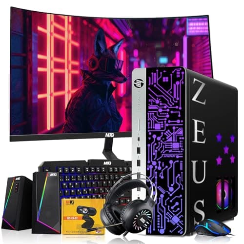 TechMagnet HP G3 Gaming Desktop PC,Intel Core i5 6th Gen,GTX 1050 TI 4GB GDDR5,16GB RAM,256GB SSD,24 Inch Curve Monitor,RGB Kit,Windows 11 (Renewed)